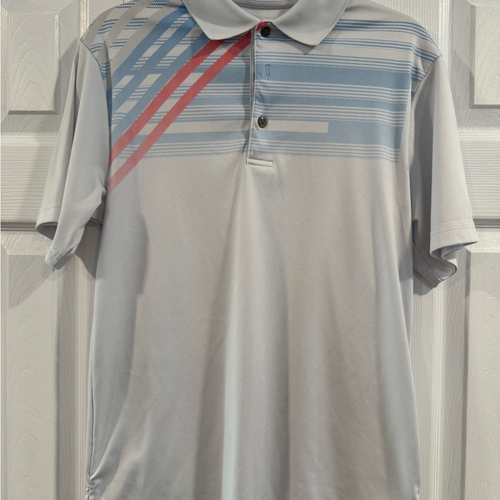 Grand Slam Light Gray Polo with Red and Blue Accents